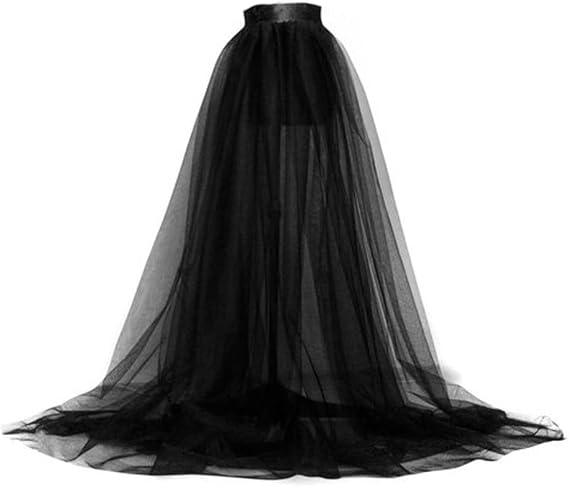 Detachable Train Bridal Wedding Dress Tulle Skirt for Evening Party Women Floor Length See Through Dress Waist Strap Cape Style