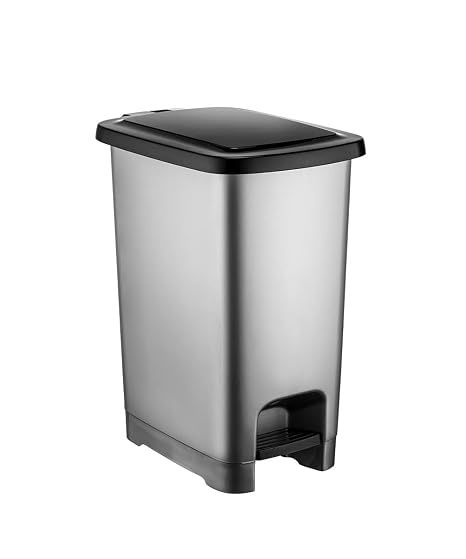 Slim Çöp Kovası Pedallı Gri Banyo Mutfak Çöp Kovası Kapaklı Dış Mekan Bahçe Çöp Kutusu 60 Litre