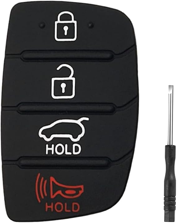 4 Button Key Fob Rubber Pad Replacement for Hyundai Sonata Santa Fe Sport 2019 2018 2017 2016 2015 2014 2013 Keyless Entry Remote Control Flip Car Key Fob Button Cover Case Insert Keypad