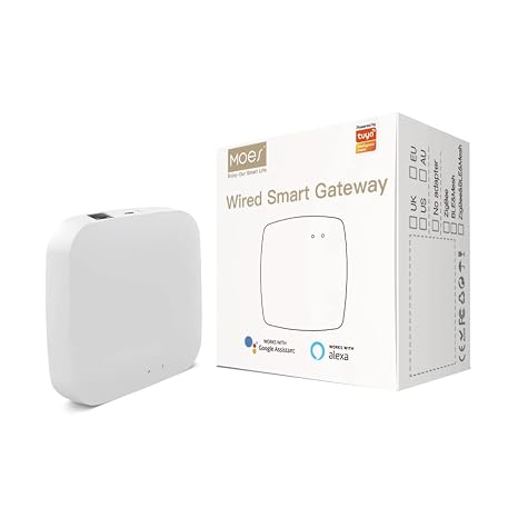 MOES Tuya ZigBee Wired Smart Gateway Hub | Network Cable Connection, Smart Life App Remote Control, Alexa Google Voice Control, Stable Hub For Tuya ZigBee Devices