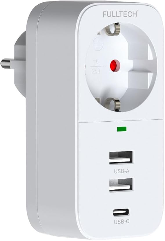 Vetech Akım Korumalı Tekli Priz 2 USB Girişi + 1 TYPE-C Girişli Priz