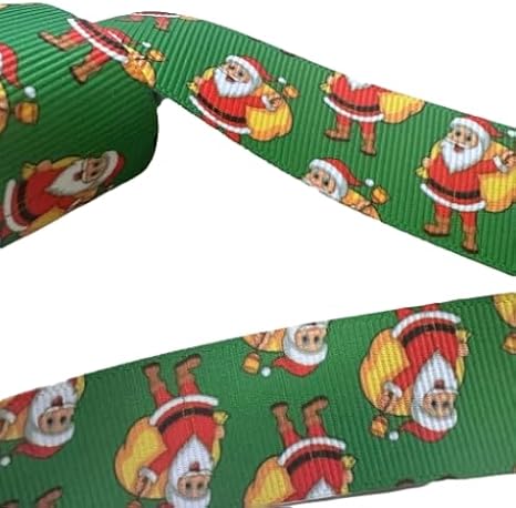 Yılbaşı Kurdelesi Yılbaşı hediye paketleme Kurdelesi Yılbaşı suslerı 2 metre (yesil noel baba)