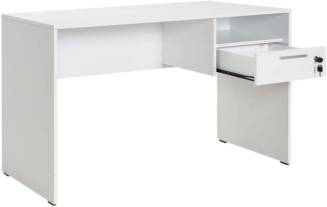 Adore Mobilya Concept Kilitli Çekmeceli, Krom Kaplama Metal Kulplu, Modern Tasarım, Ofis Masası, Çalışma Masası, Laptop, Masaüstü Bilgisayar Masası, 120 x 75 x 60 cm (Genişlik x Yükseklik x Derinlik) (Diamond Beyaz)