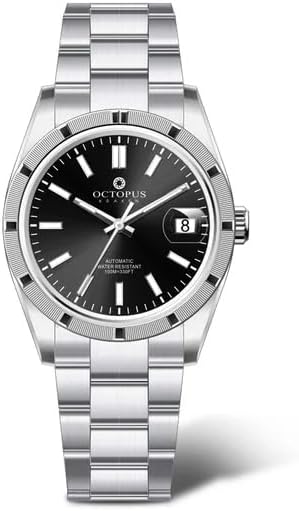 Octopus Kraken 36mm Automatic Mens Watch - PT5000 Mechanical Movement Domed Sapphire Crystal BGW9 Luminous 10 Bar Watch 0016, Sunray Black, Bracelet Type