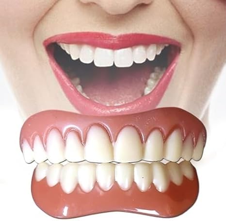 Dentures, 2 Temporary Dentures, Denture Denture DIY Temporary Repair Denture Plaque for Men and Women with Adjustable Teeth Surface, Restore Your Confidence Smile Red