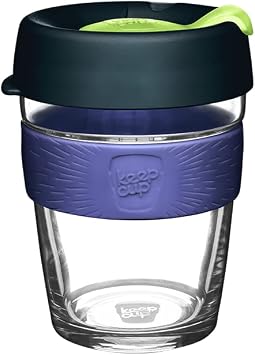 KeepCup Brew, Reusable Glass Tumbler with Spill-proof lid, Tall Coffee Cup 12oz / 340ml - Deep