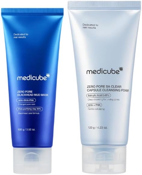 medicube Set for Visibly Thinner Pores in Summer: Zero Pore Mud Mask, Facial Cleanser