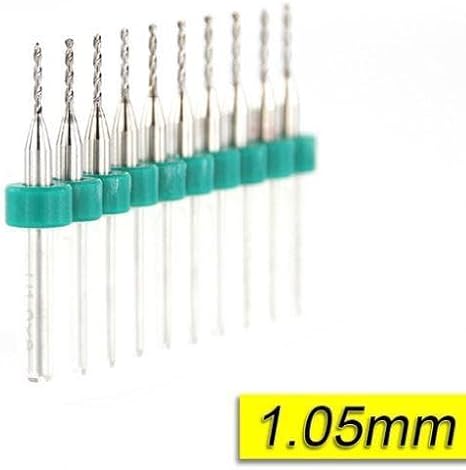 PCB Mikro Karbür CNC Matkap Ucu 10lu Set 1,05mm Tungsten 18 Shank