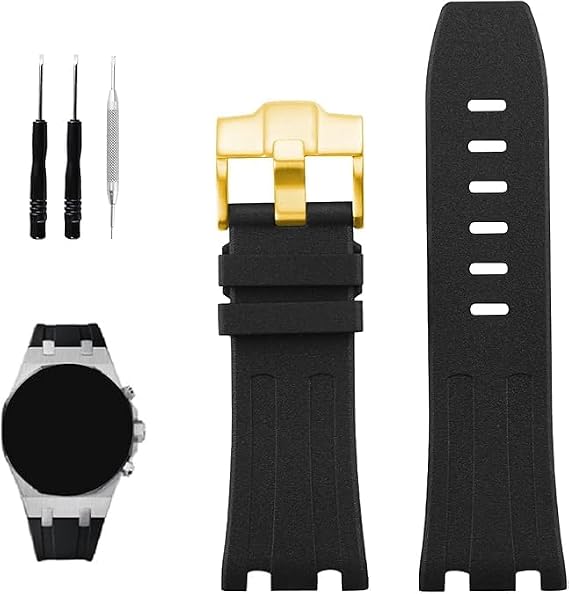 XIW Compatible for 28mm Audemars Piguet AP Royal Oak Offshore Watch 15703 15710 15400 26470 26400 Rubber Watch Band Replacement for men Silicone Wirstband Strap women Bracelet