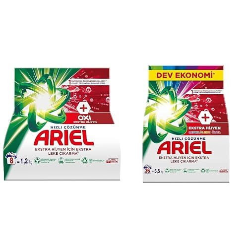 Ariel Oxi 1,2 Kg Hızlı Çözünme Toz Çamaşır Deterjanı ve Ariel Toz Çamaşır Deterjanı Renkliler 5.5 kg 36 Yıkama