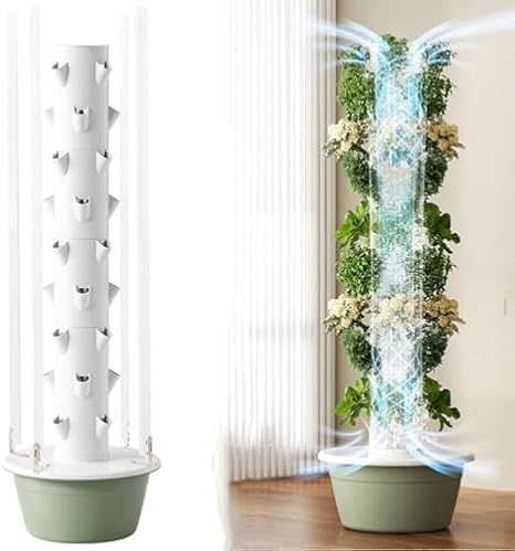 Hydroponics Growing System, Vertical Tower Aeroponics Garden with LED Grow Lights, Complete Herb Growing Kit, 9 Layers for Indoor Use