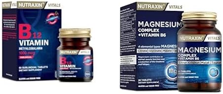 Nutraxin Seti | B12 Vitamin 1000 mcg 60 Tablet x1 + Magnesium Complex 60 Tablet x1