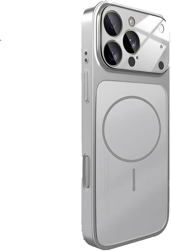 İPhone 16 Pro Max ile Uyumlu 17 Pro Max Görünümlü Magsafe Destekli Kablosuz Şarj Özellikli Kamera Lens Korumalı Şık Metal Görünümlü Telefon Kılıfı