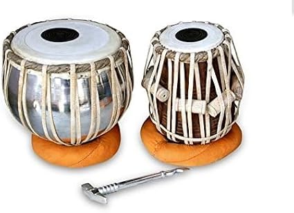 Royal Kurta Tabla Drum Set, Handmade Professional Quality Iron Bayan, Sheesham Wood Dayan, Grey, Great Sound with Tunning Hammer, Cushiona & Cover