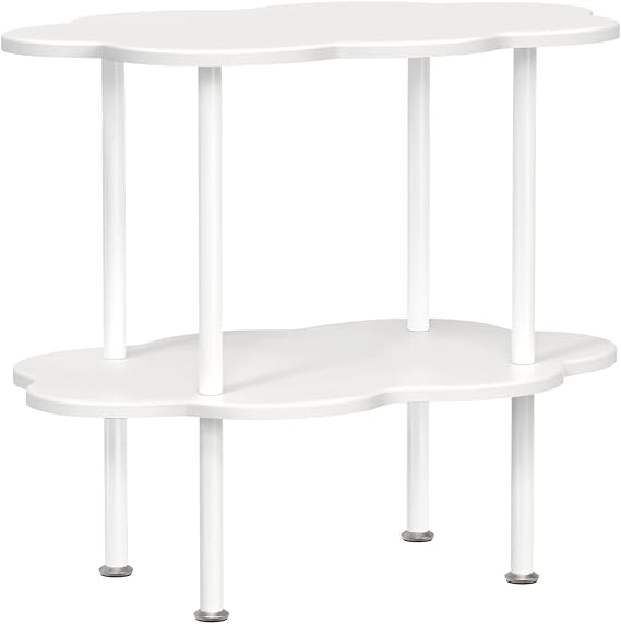 Sofa Coffee Table with Storage, Flower Shaped Living Room Side Table, Modern Side Table, Living Room Center Table Minimalist Display Coffee Table White Dual Layer