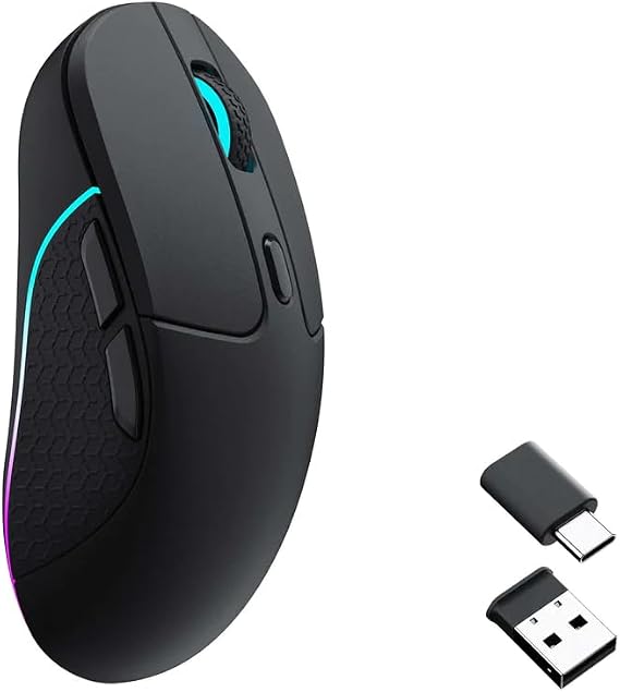 Keychron M3 Wireless Mouse, PAW3395 Sensor with Programmable Macro Button 26,000 DPI Supports 2.4 GHz/Bluetooth 5.1, 79g Ultra-Light Ergonomic Design Up to 70 Hours Using for PC Mac Laptop - Black