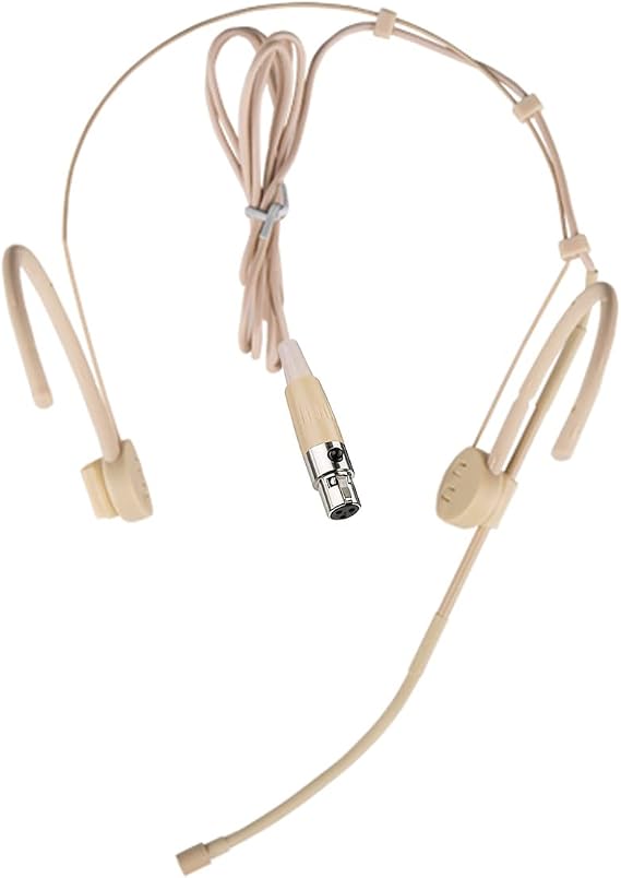 Foldable Headset Microphone Condenser Omnidirectional Double Over Ear Earset Headworn Mic Compatible with AKG Wireless System Bodypack Transmitter with 1.2m Cable Mini XLR 3 Pin TA3F Plug