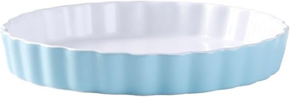 ceramic baking tray Pizza Baking Pan Ceramic Household Oven Microwave Oven Special Plate Baking Cake Mold High Temperature Resistant Cheese Rice Plate baking tray(Blue,8inches)