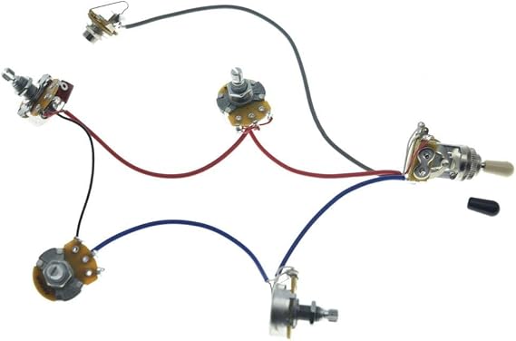 Dopro Guitar Prewired Wiring Harness Humbucker Solderless Wiring Harness 2V2T with 500K Pots and 3 Way Toggle Switch for SG G-400 Series