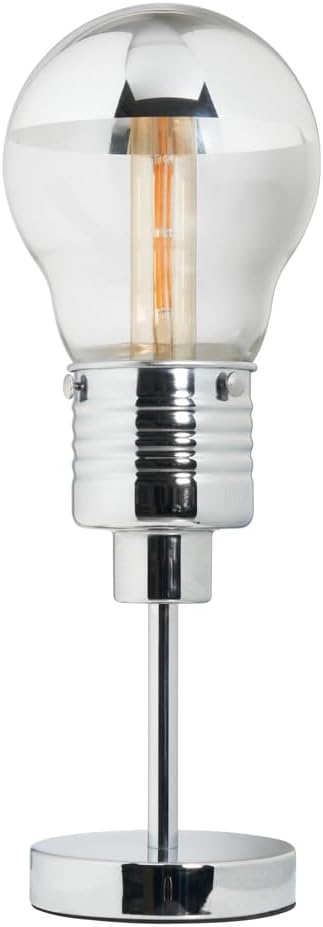 LITECRAFT Table Lamp E27 Base with Quirky Bulb Shade - Polished Chrome, Clear