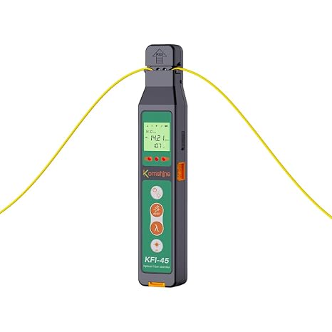 Optical Fiber Identifier Komshine KFI-45 New Identifier with Optical Power Meter OPM Function -70~+10dB/-50~+26dB Fiber Traffic Detector, Visual Fault Locator VFL+LED Light+Testing (KFI-45-G-C)
