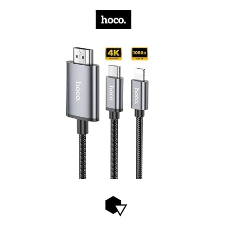 Hoco. UA27 2M Tak Çalıştır Lightning to HDMI Dönüştürücü - Gri