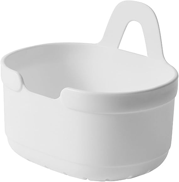 Wall Hanging Storage Basket Bottom Drainage Hole, Wall Organizer with Hook, Wall Mounted Organizer Basket, Hanging Drain Storage Basket for Kitchen Bathroom (White)