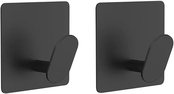 Microcase Yapışkanlı Paslanmaz Çelik Banyo Mutfak Eşya Havlu Vb Metal Askılık - AL5180 2 ADET (Siyah)