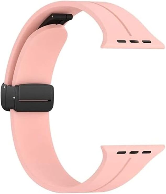 bbtech Apple Watch 42/44/45/46/49MM Seri Ultra/10/9/8/7/SE/6 ile Uyumlu Manyetik Mıknatıslı Silikon Kordon;Pudra Pembe