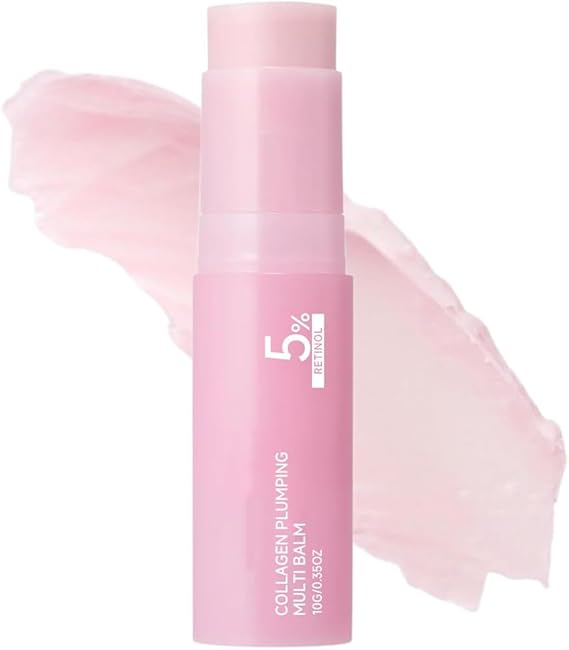 PDRN Pink Collagen Volume Multi Balm Stick,All-in-One Face Moisturizer with Peptides & Volufiline, Hydrating Stick for Lips Eyes Neck, Deeply Nourishes for Smooth,Firming Plumping Skin Care (1 Pcs)