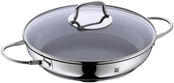 WMF Devil Natural – Non-Stick Roasting Pan 26 cm with Glass Lid, Stainless Steel and Ceramic Mienral Non-Stick Coating for All Types of Kitchens Including Induction