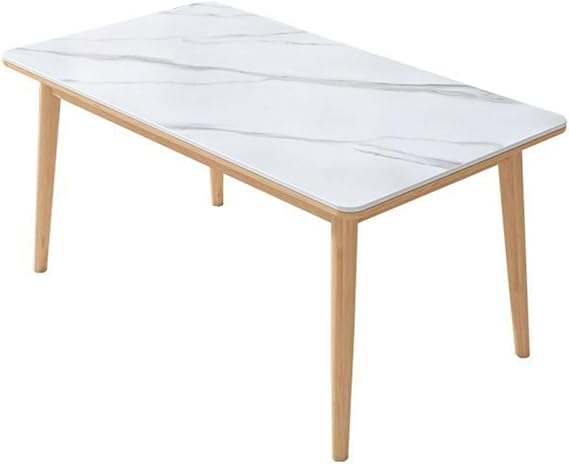 Rectangular Marble Dining Table All Solid Wood Frame Kitchen Table with Double-layer Tabletop for Dining Room, Living Room, Restaurant & Café, Farmhouse Furniture,120x60cm