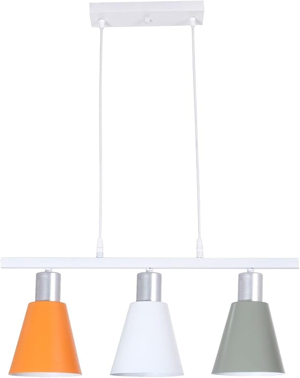 Fer Avize Trendy Modern Tasarım Cafe Mutfak Salon Turuncu Beyaz Yeşil Renkli Sıralı 3 Lü Avize