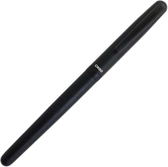 OHTO CR02-05-MBK Ceramic Rollerball Pen CR02 Fine Tip 0.5 mm Aluminium Centre Part with Brass Components Matte Black Water Based Black Ink Liquid Refillable