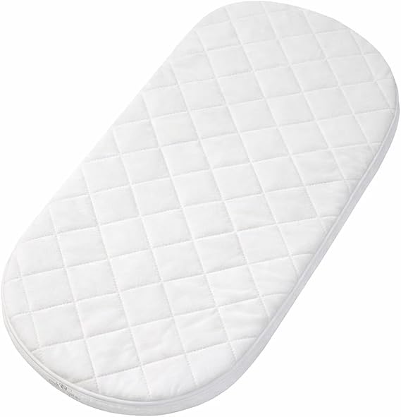 Microfibre Hypoallergenic Moses Basket Mattress Will Fit Mamas & Papas and Mothercare Pram Mattress Oval Shaped Moses Baskets (66x30x3cm)