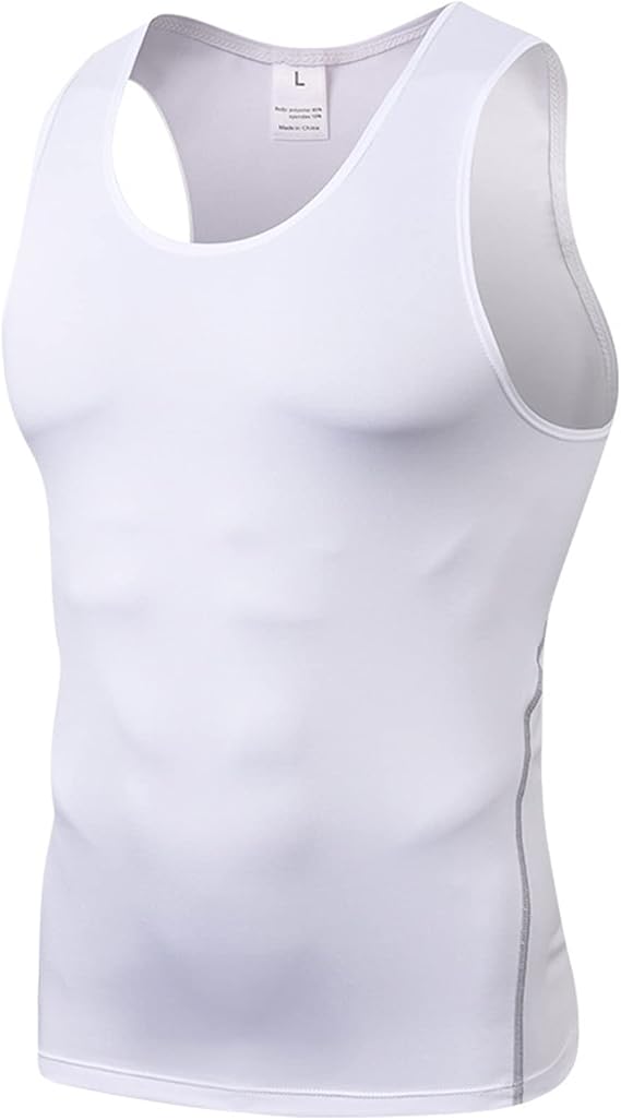 Men's Compression Tank Tops Cool Dry Athletic Sleeveless Compression Tank T Shirt Base Layer