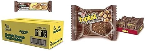 Eti Burçak Limonlu Kremalı Yulaflı Bisküvi 100 g x 12 Adet ve Eti Topkek Fındıklı Kakaolu Kek 35 g x 24 Adet