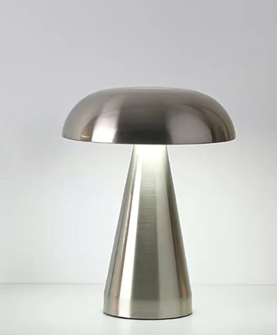 Mushroom Table Lamp Ambient light included. USB charging, 3-color dimming, touch control Wireless metal table lamp can be used as bedside lamp, night light, baby lamp. Can be used in bedroom, hotel