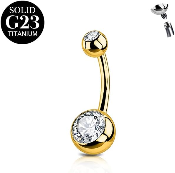AceFun Belly button bars Titanium,6mm 8mm 10mm 12mm 14mm 16mm Belly Button Piercing Silver Gold for Women 1 Piece 14G Solid Titanium belly bar Barbell Jewelry Rings Body Piercing Curved Navel bars