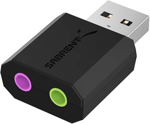 SABRENT USB to AUX Adapter, External USB Sound Card with 3.5mm Jack Adapter
