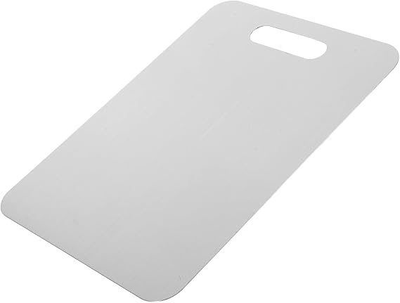 Cutting Board Double-Sided Stainless Steel with Textured Surface and Oven Safe Feature Silver Metal Chopping Board for Kitchen Food Preparation and Countertop Use