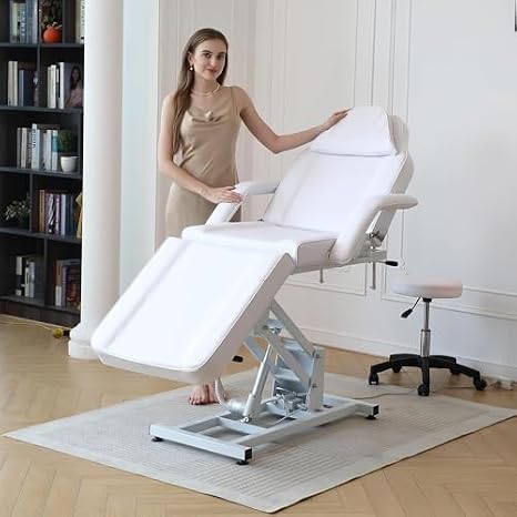 Electric Massage Table - Adjustable 3-Section Bed for Spa and Salon, Removable Armrests and Headrest Included