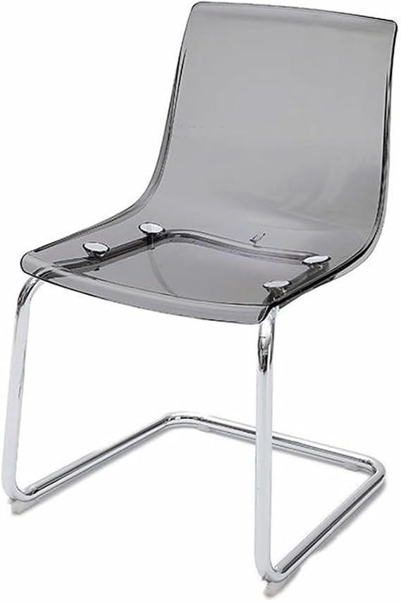 Clear Dining Chairs - Transparent Acrylic Ghost Kitchen Chair With Silver Metal Legs - Modern Plastic Seating for Weddings, Restaurants, Banquets (Grey)