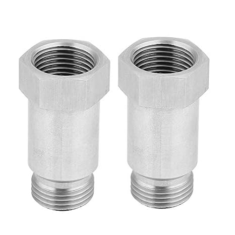 Universal Lambda Sensor Extender 2 Pieces 45 mm Stainless Steel Lambda Sensor Adapter Lambda Sensor Eliminator for Most Vehicles with Hole M18 x 1.5