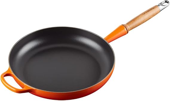LE CREUSET Signature Cast Iron Frying Pan with Wooden Handle 28cm Volcanic, 20258280900422