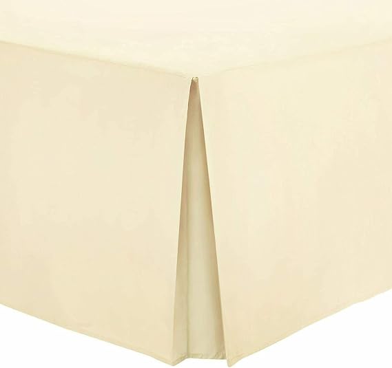 Pleated Base Valance Sheet Plain Pollycotton Fits Under Mattress Base Valance Sheet (4FT Small Double, Cream)