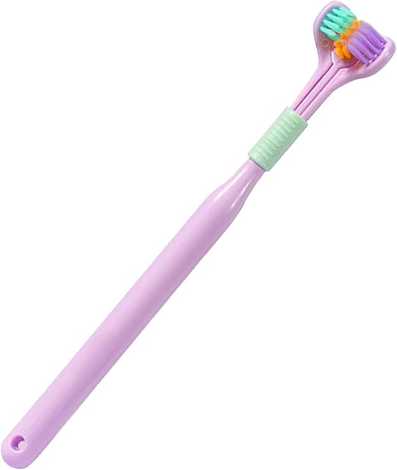 Triple Angle Toothbrush - Innovative 3 Sided Autism Chewable Toothbrush for Effective Teeth and Gum Care (Purple)