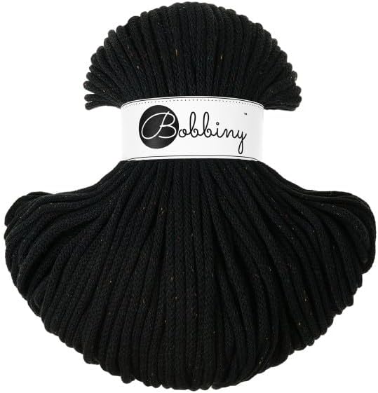 Bobbiny Macrame Cotton Braided Cord - 5 mm x 100 m - Versatile Macrame Cord for Knitting Weaving DIY Crafts and Home Decoration - High-Quality Colourful Craft Cord - Midnight Dust