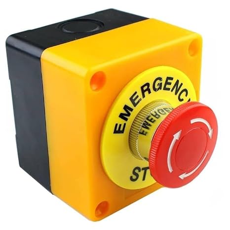 CABLEPELADO Push Button Switch for Emergency Stop | Mushroom Emergency Push Button | Push Button for Emergency | Mushroom Button 40 mm | NO + 1 NC DPST | 660V 10A