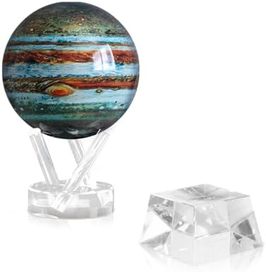MOVA Jupiter 4.5" Rotating Globe with Crystal Base Bundle | Light Powered Planet Display | Silent Spinning Space Decor Gift for Desk, Shelf or Office